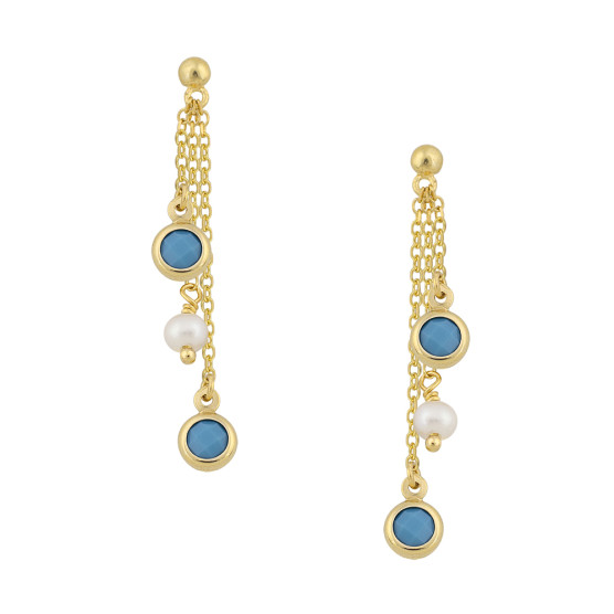 Earrings in yellow gold with double stones