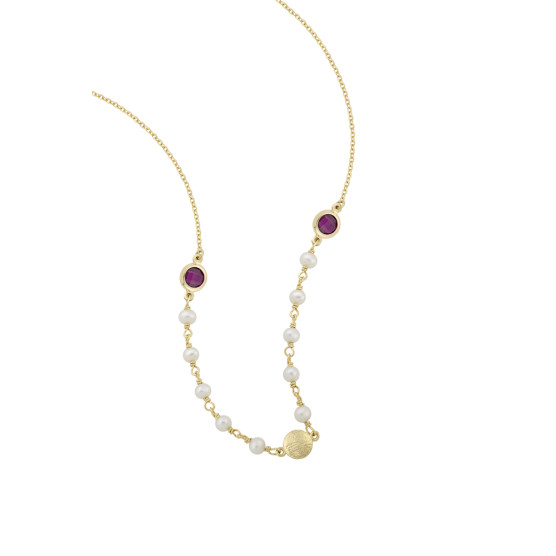 Necklace In Yellow Gold With Double Stones