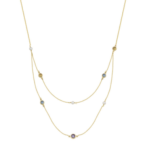 Necklace In Yellow Gold With Double Stones