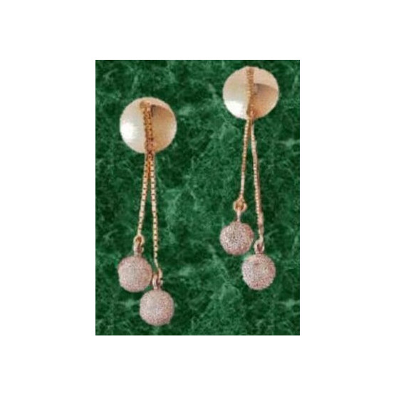 Earrings with double chain and balls