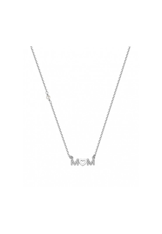 Necklace in yellow gold with the word mom 