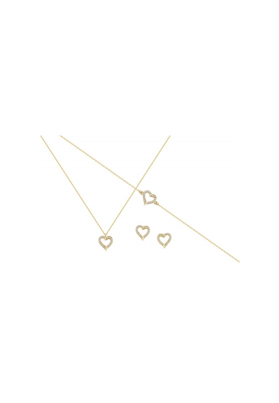 Necklace - Bracelet - Earrings In Yellow Gold With Zircon