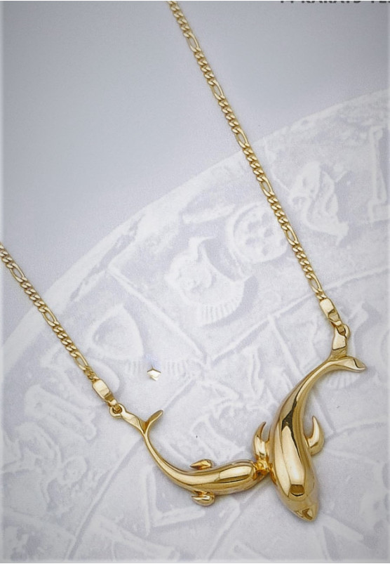 Chain necklace with dolphins