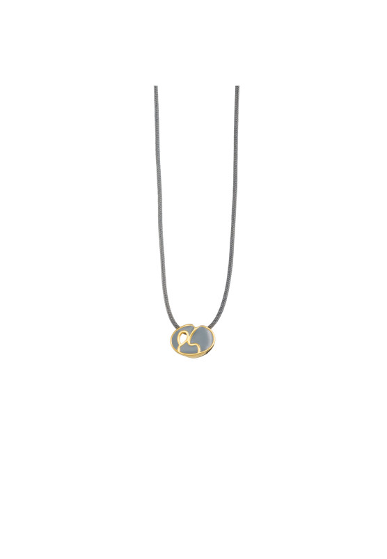Macrame necklace with charm made of gold plated brass
