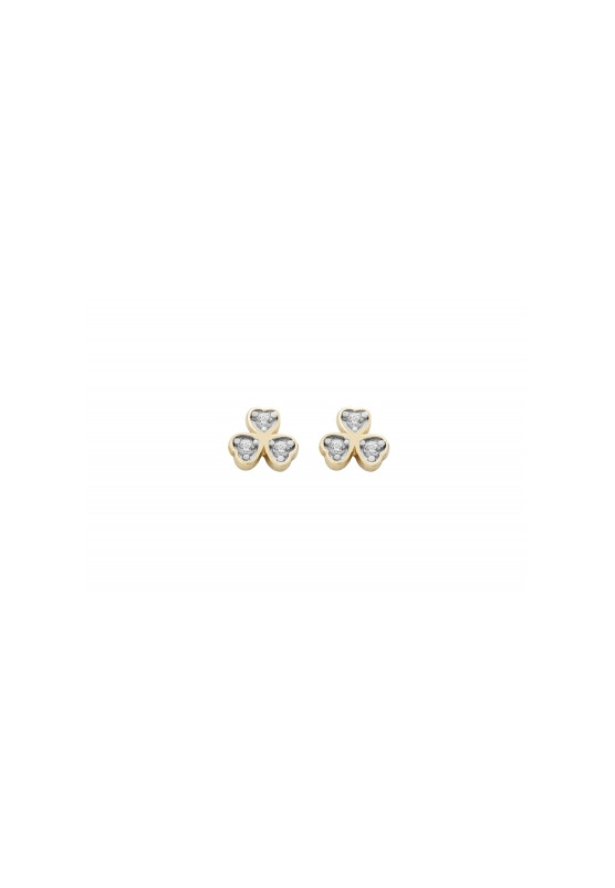 Earrings for children nailed in yellow gold with zircon