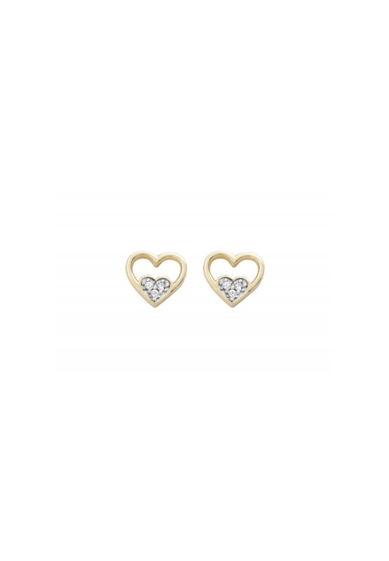 Earrings studded in yellow gold with zircon