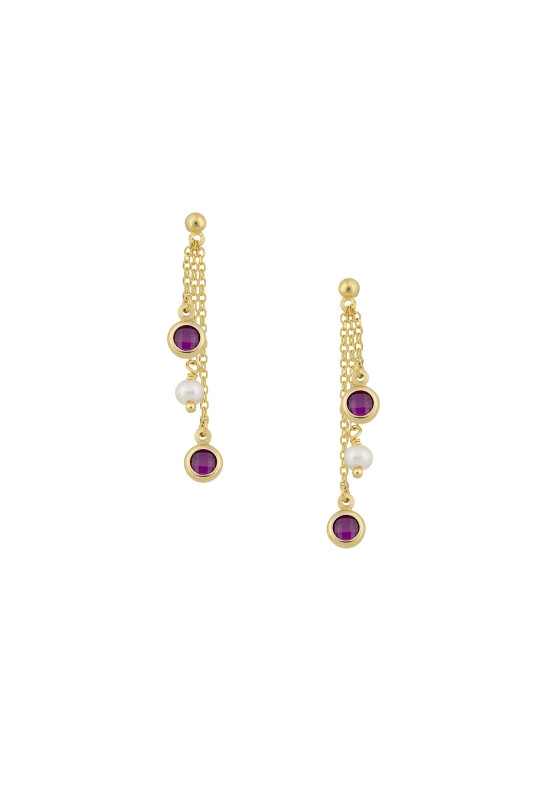 Earrings in yellow gold with double stones