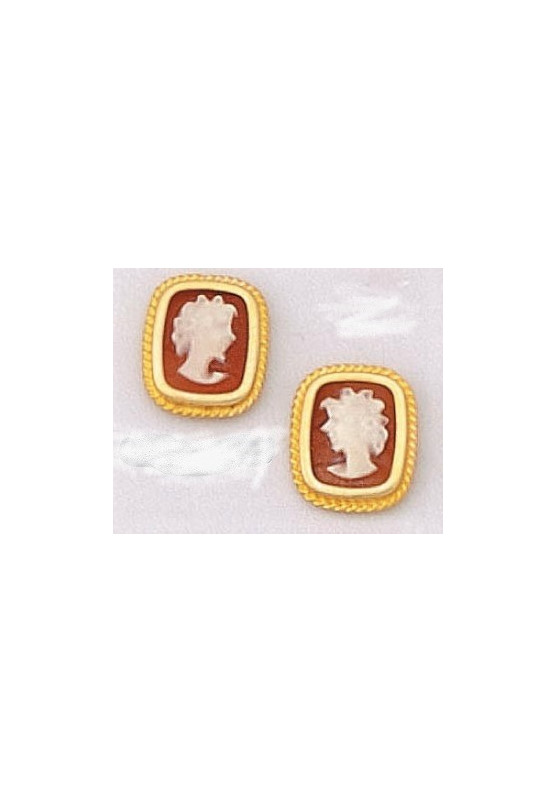 Earrings with cameo and twisted frame