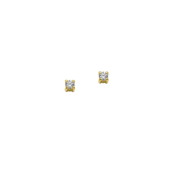Σκουλαρίκια μονόπετρα καρφωτά σε κίτρινο χρυσό με ζιργκόν