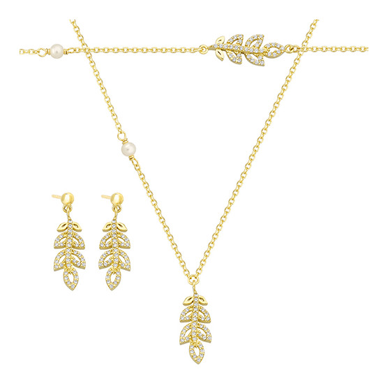 Necklace - Bracelet - Earrings In Yellow Gold