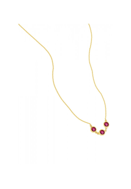 Necklace in yellow gold with double aqua marine stones